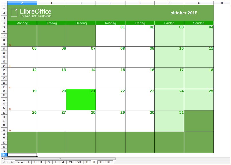 Free Open Office Calendar Templates 2015