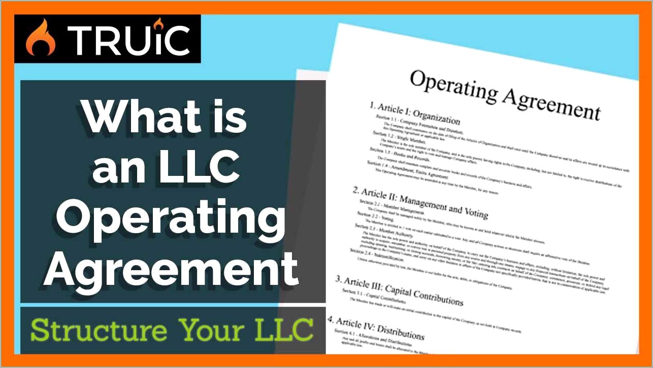 Free Operating Agreement Of Llc Template