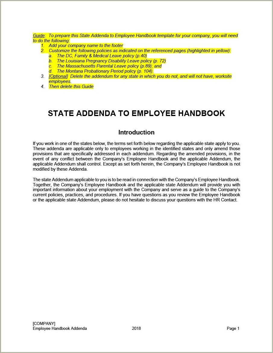Free Oregon Employee Handbook Template Word