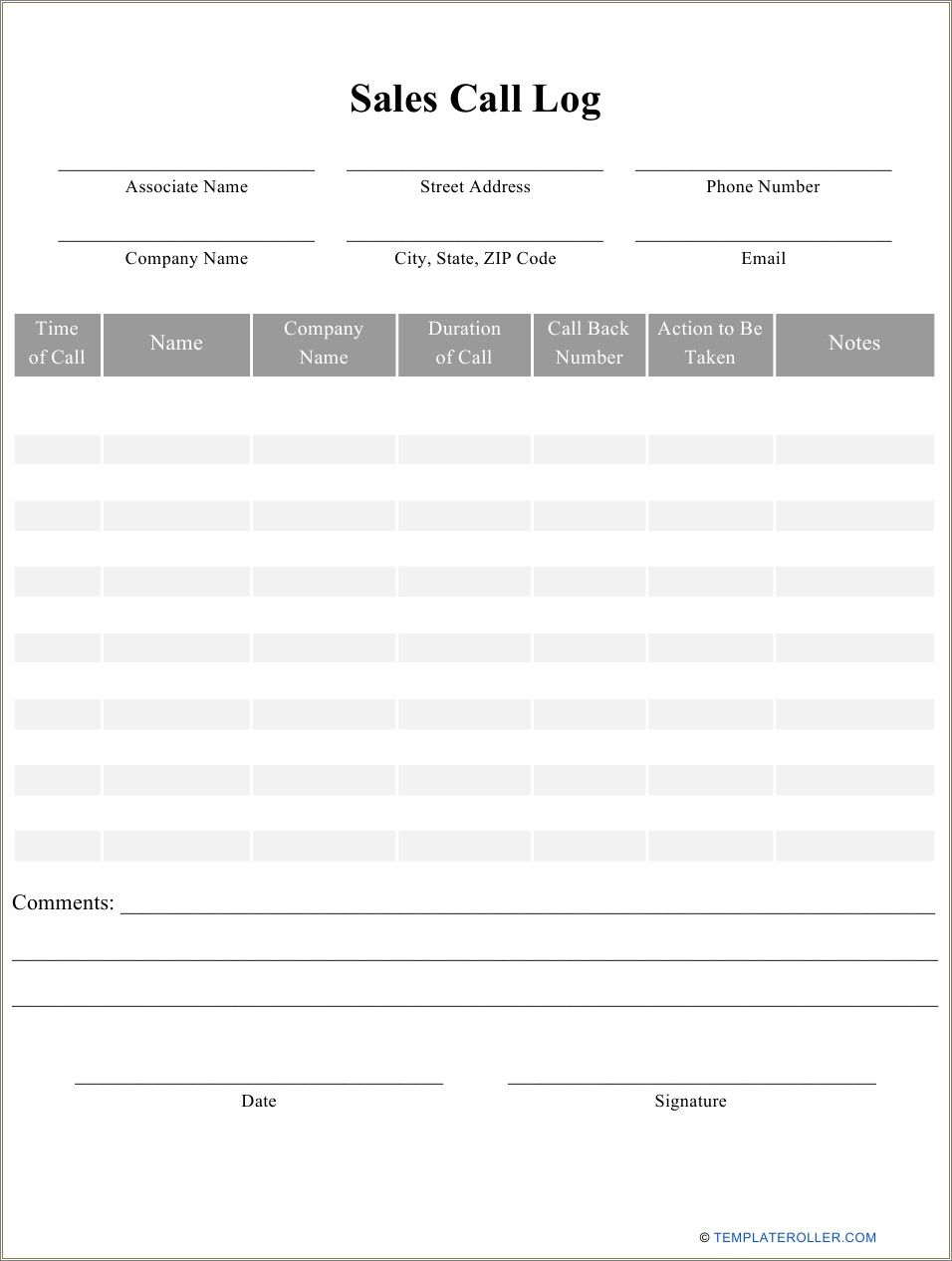 Free Outbound Call Log Excel Template