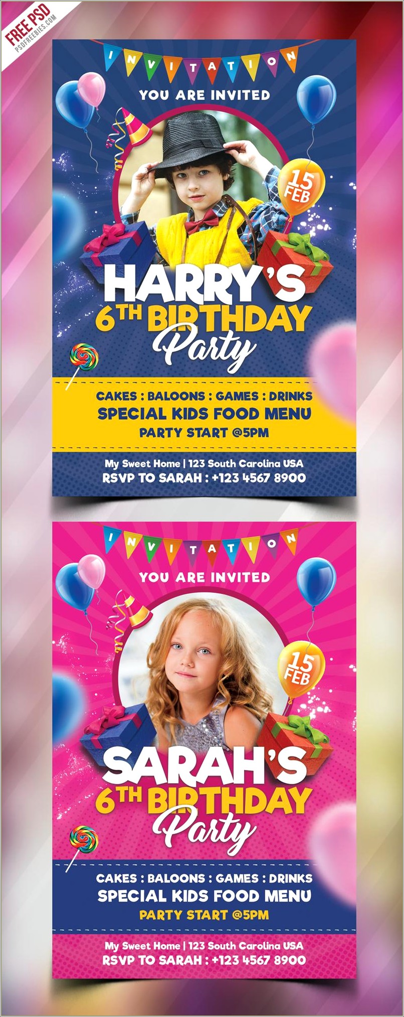 Free Party Invitation Card Template Photoshop