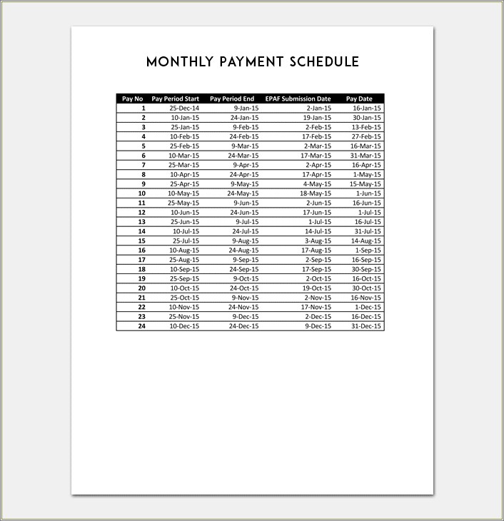 Free Payment Plan Schedule Template Excel