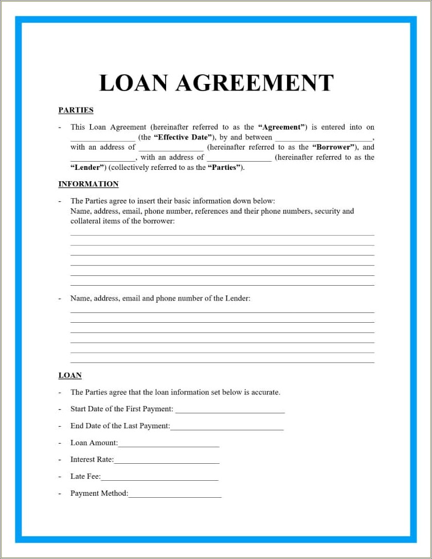 Free Personal Auto Loan Agreement Template