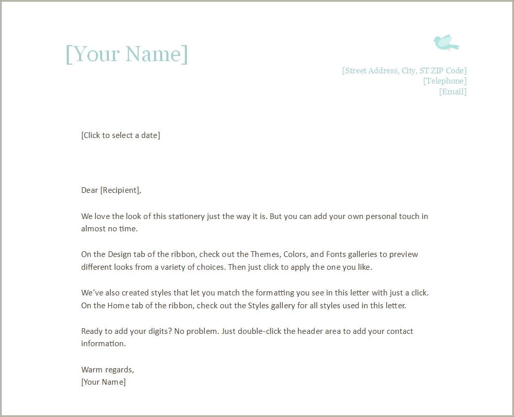 Free Personal Letter Templates Microsoft Word
