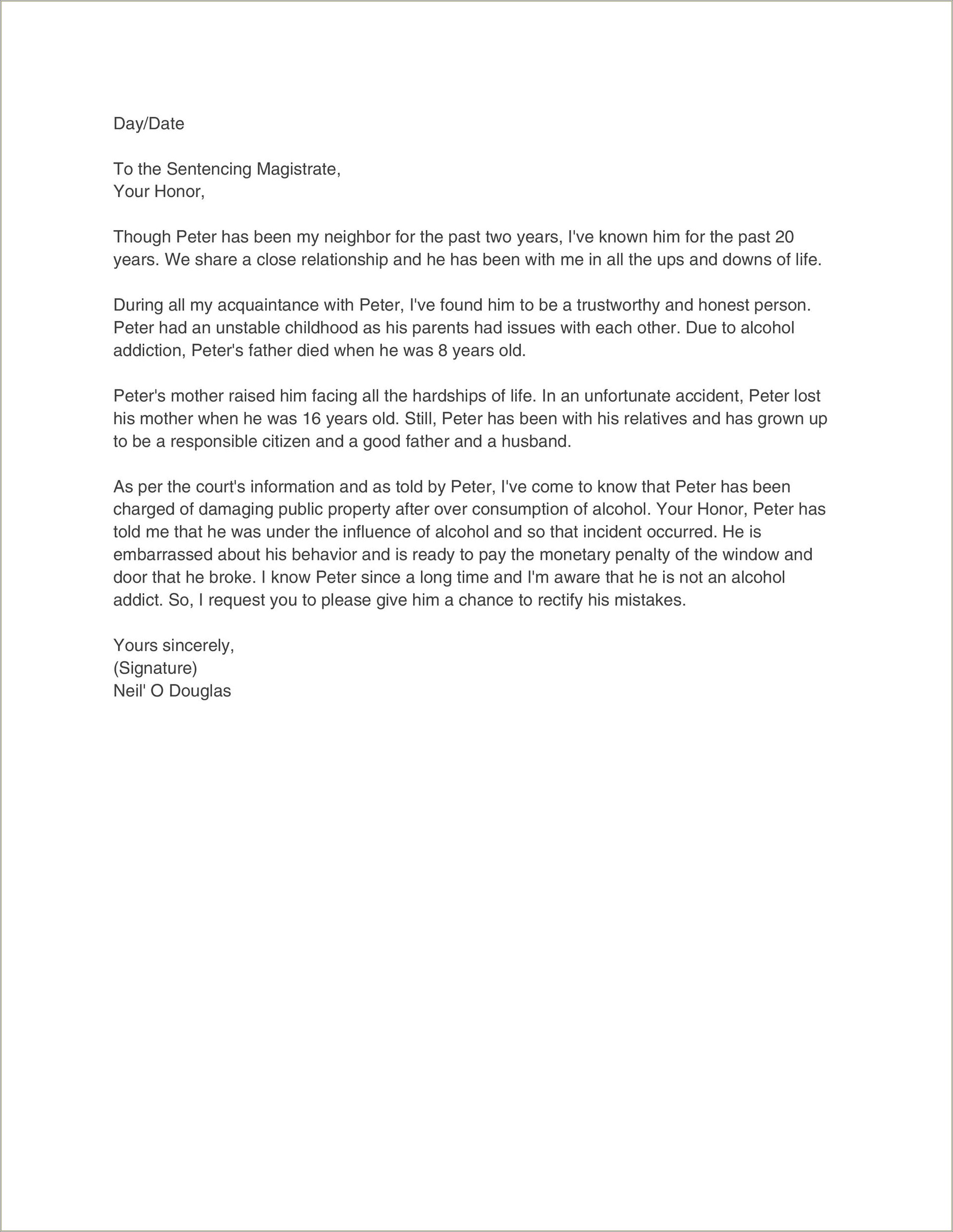 Free Personal Reference Letter Template Word