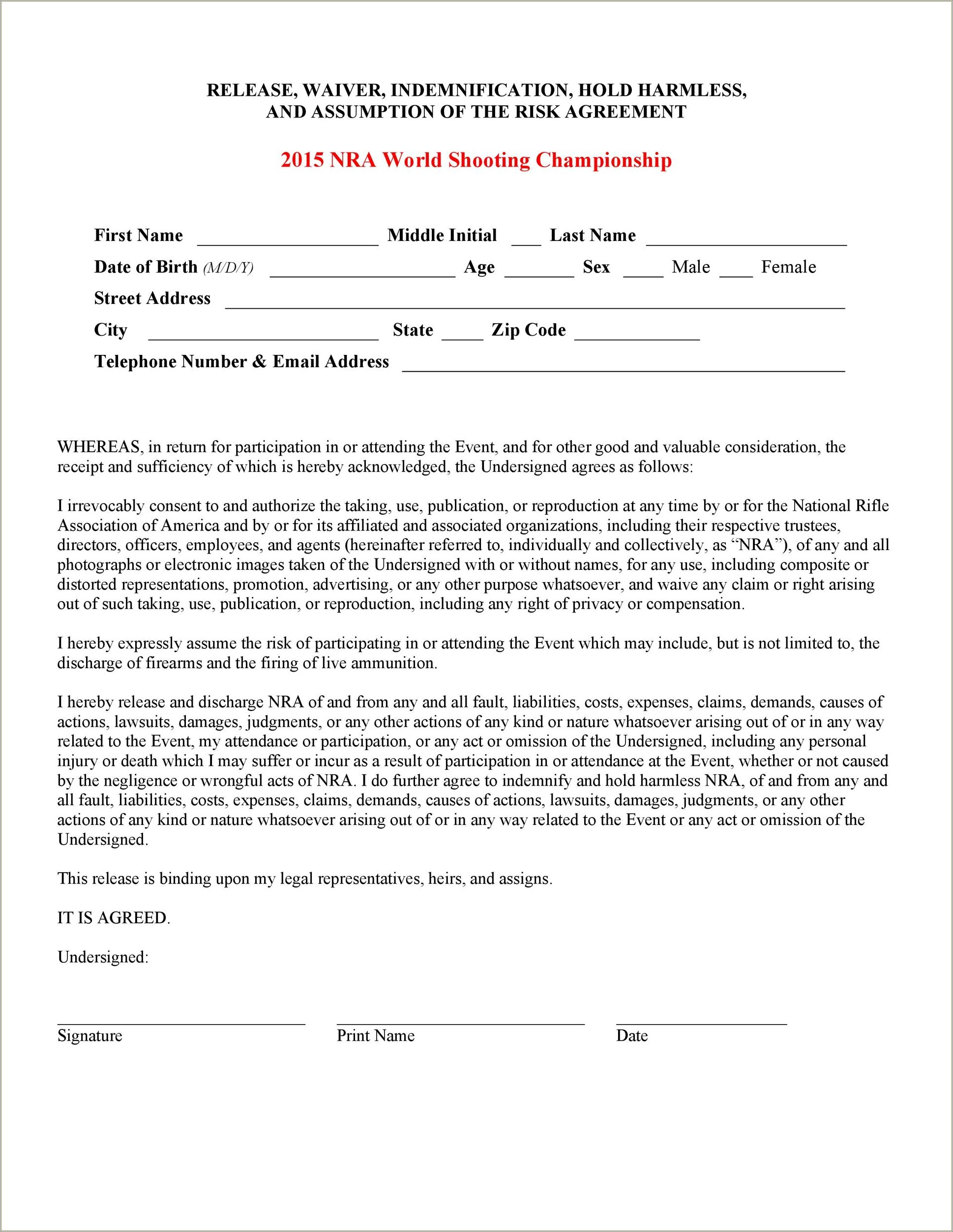 Free Personal Trainer Waiver Form Template
