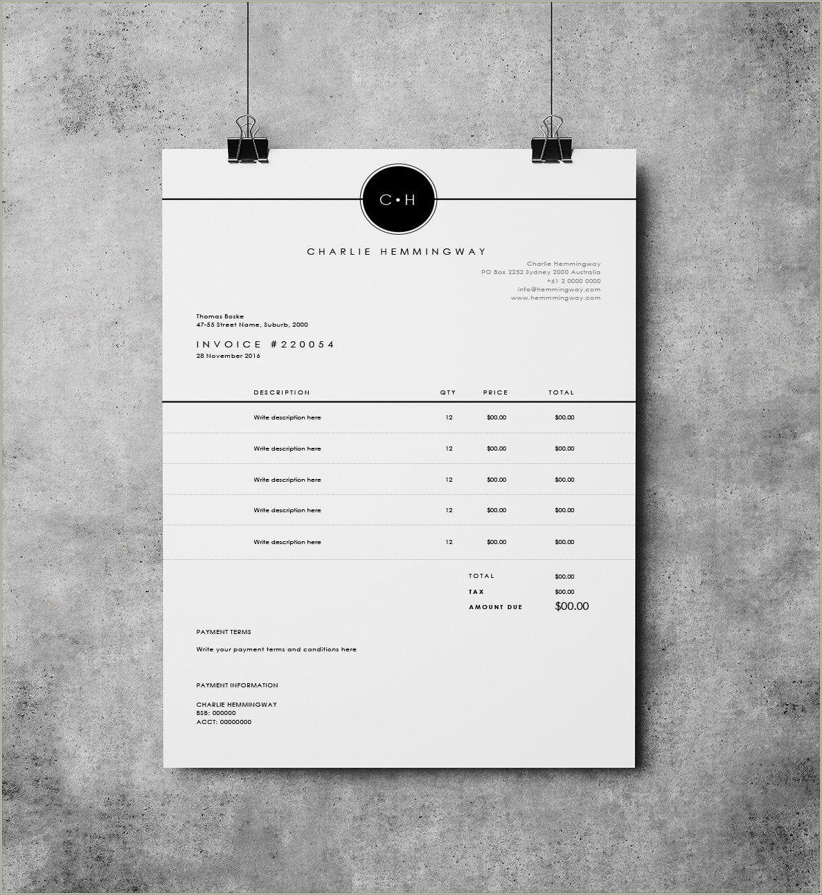 Free Photogeaphy Invoice Templates For Photoshop