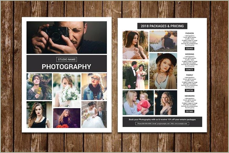 Free Photography Price List Template Photoshop
