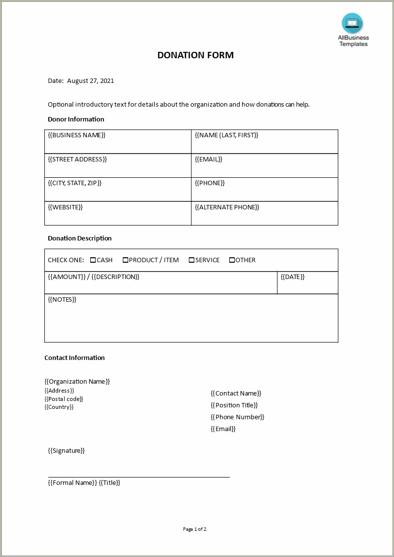 Free Pledge Form Request Form Template