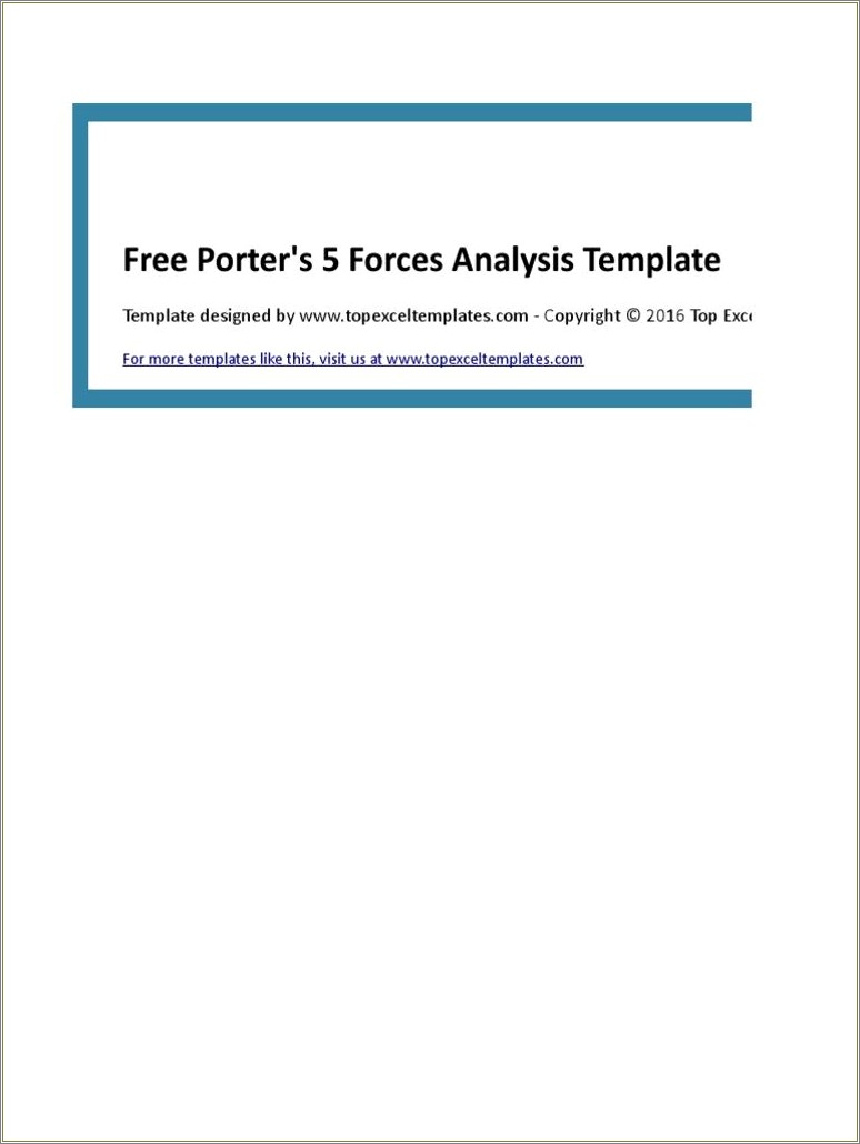Free Porter 5 Forces Template Excel