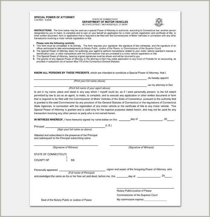 Free Power Of Attorney Document Template