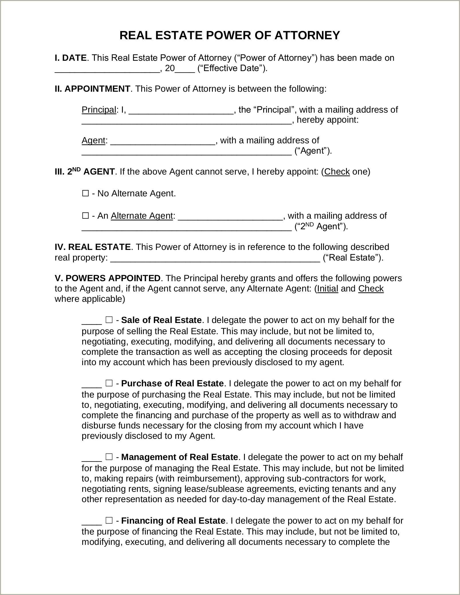 Free Power Of Attorney Word Template