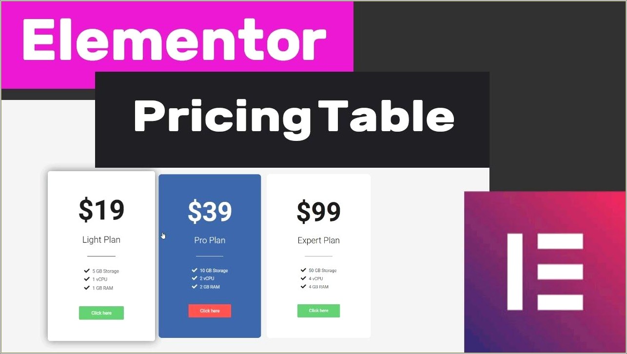Free Pricing Table Template For WordPress