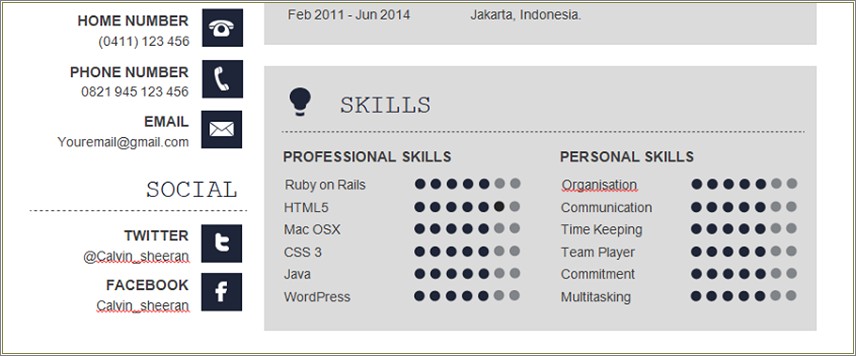 Variuos Levels Of Skill For Resume