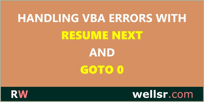 Vbs On Error Resume Next Not Working