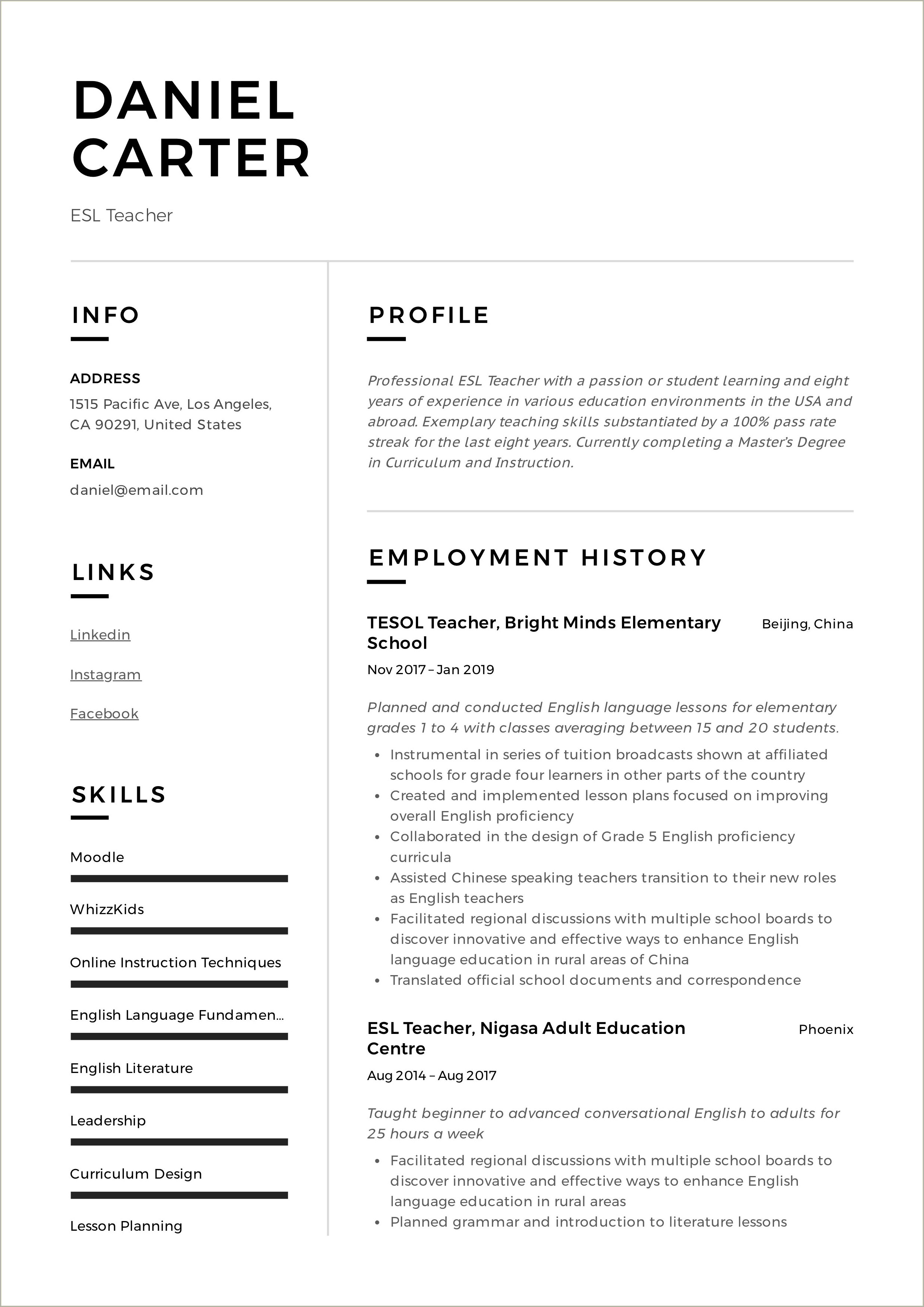 Vipkid Esl Online Teacher Job Description For Resume