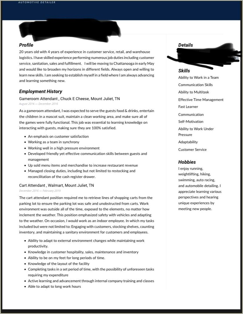 Walmart Cart Pusher Job Description Resume