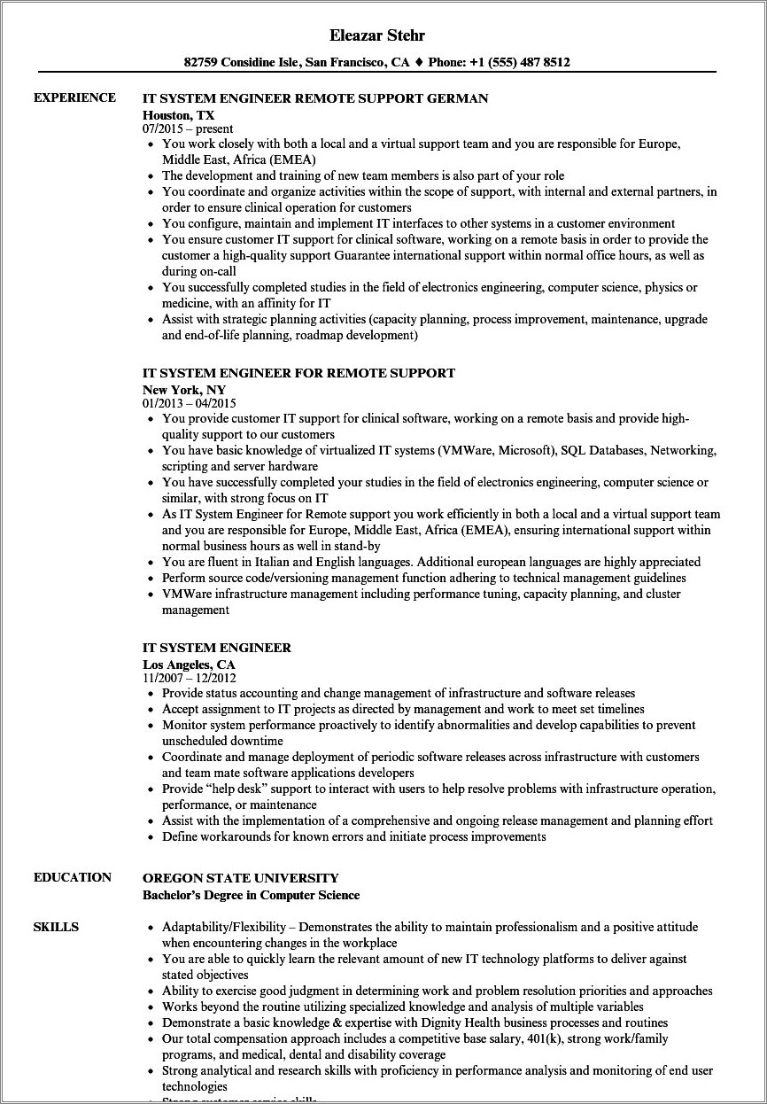 Websphere Application Server Experience Sample Resumes Doc Format