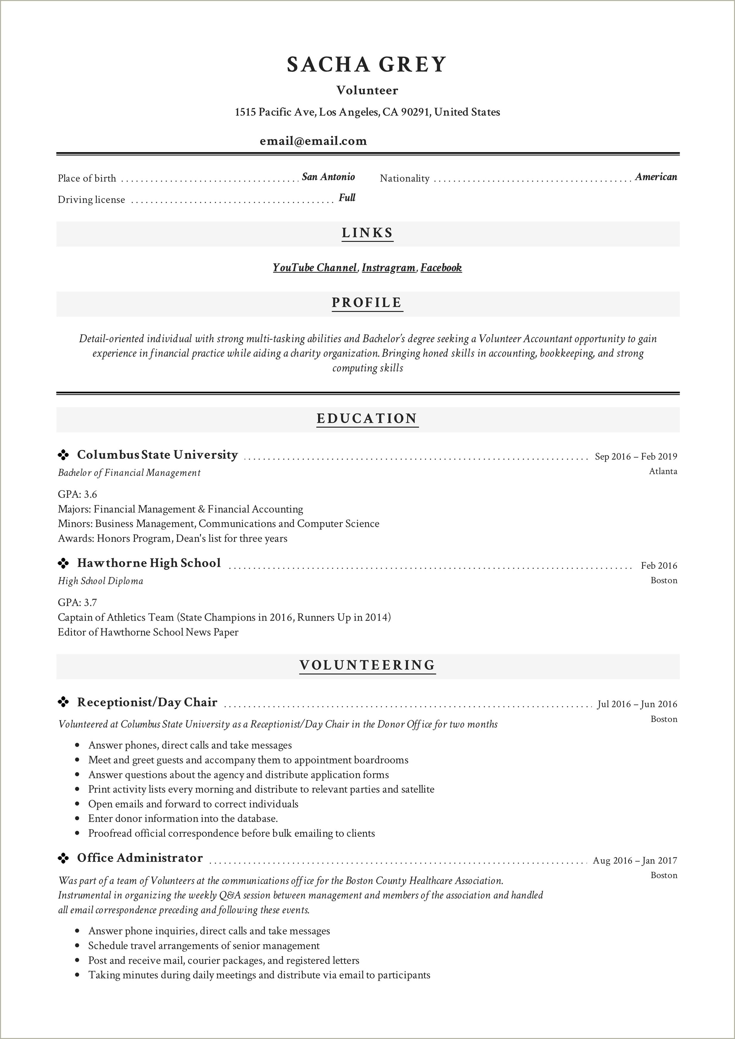 Where To List Volunteer Work On A Resume