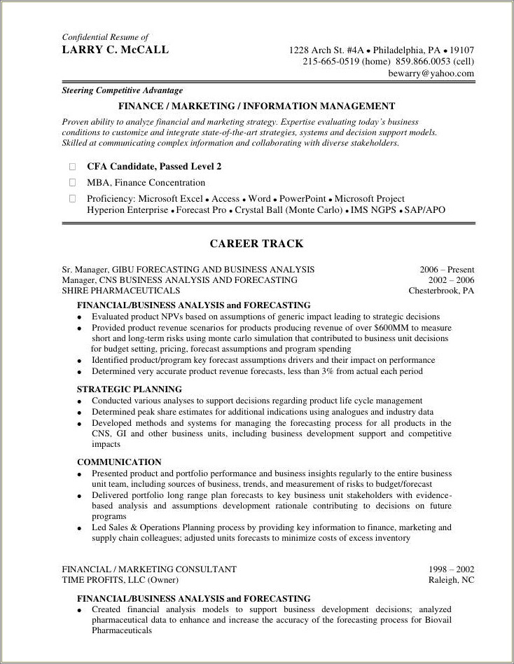 Where To Put Cfa Level 2 On Resume