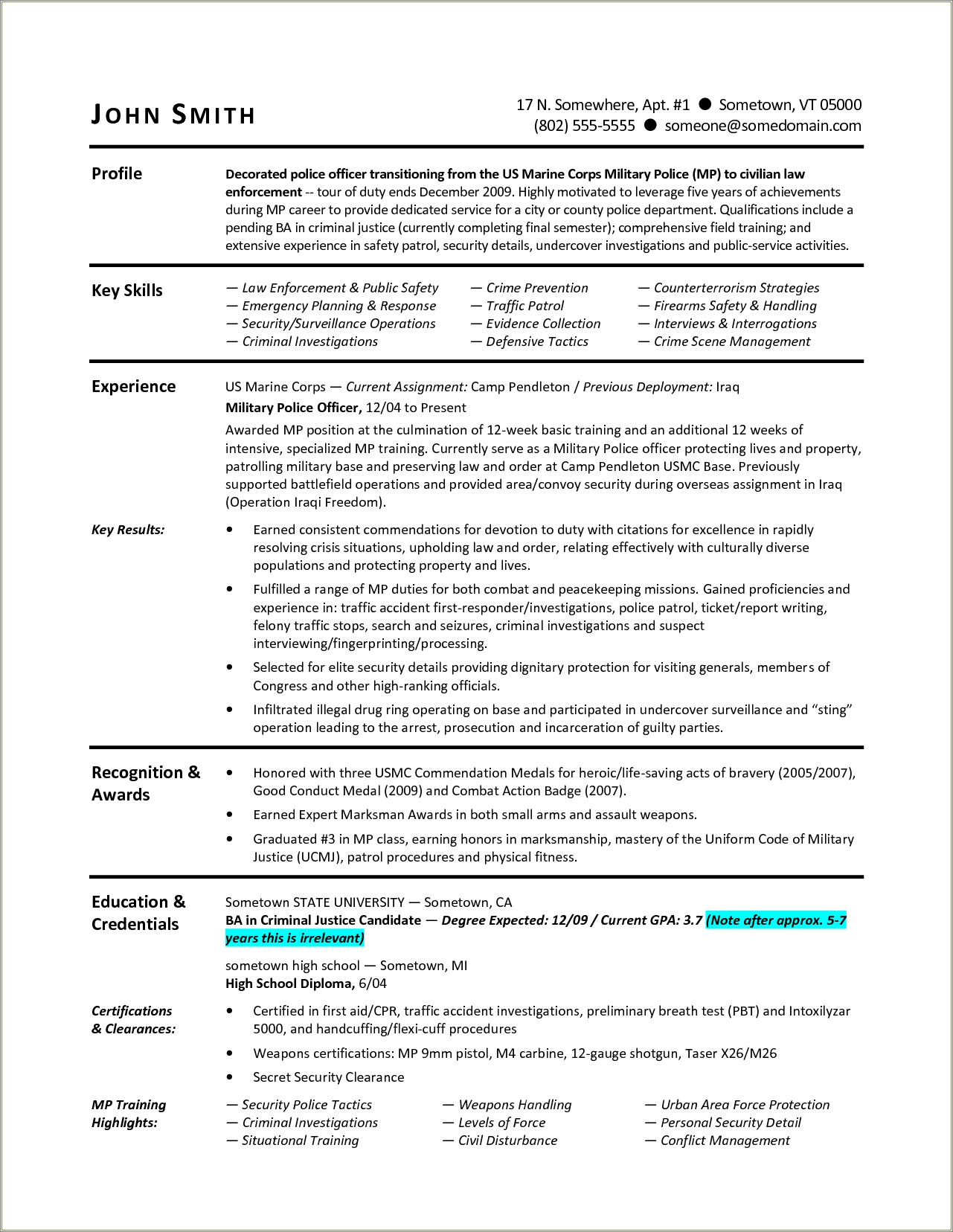 Where To Put Clearance On Federal Resume