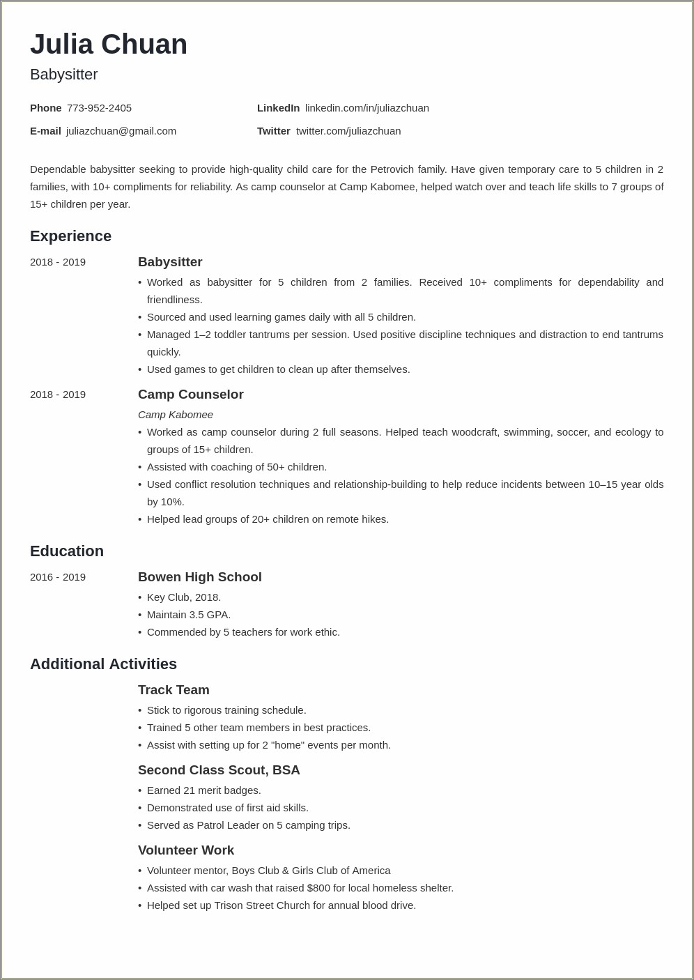 Where To Put Community Services In Resume