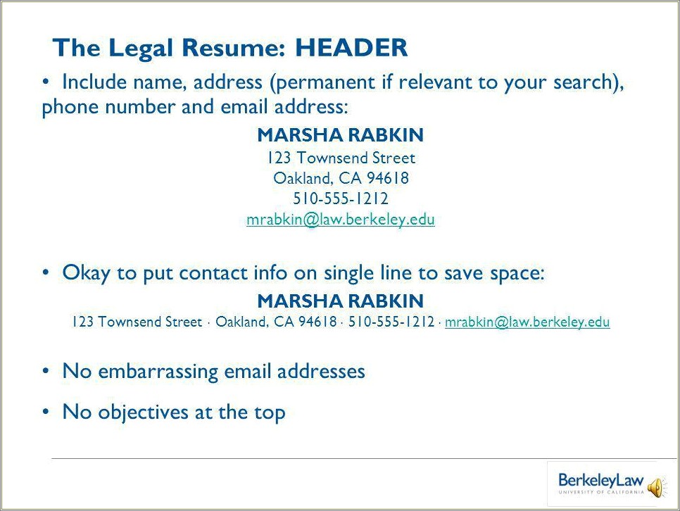 Where To Put Contact Info On Resume