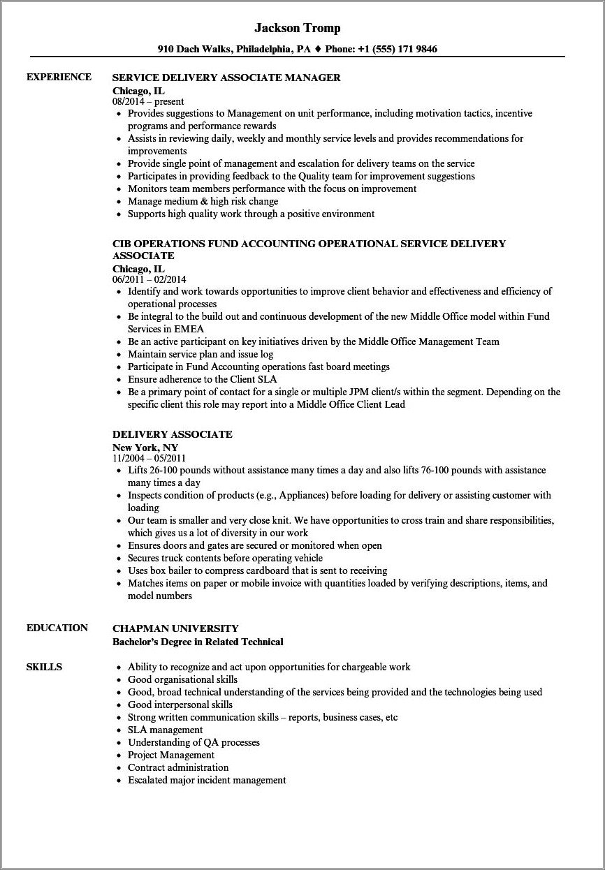 Where To Put Deliverable Summary On Resume