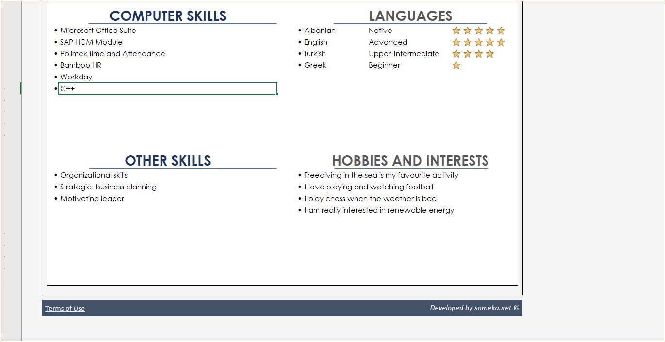 Where To Put Excel Skills On Resume