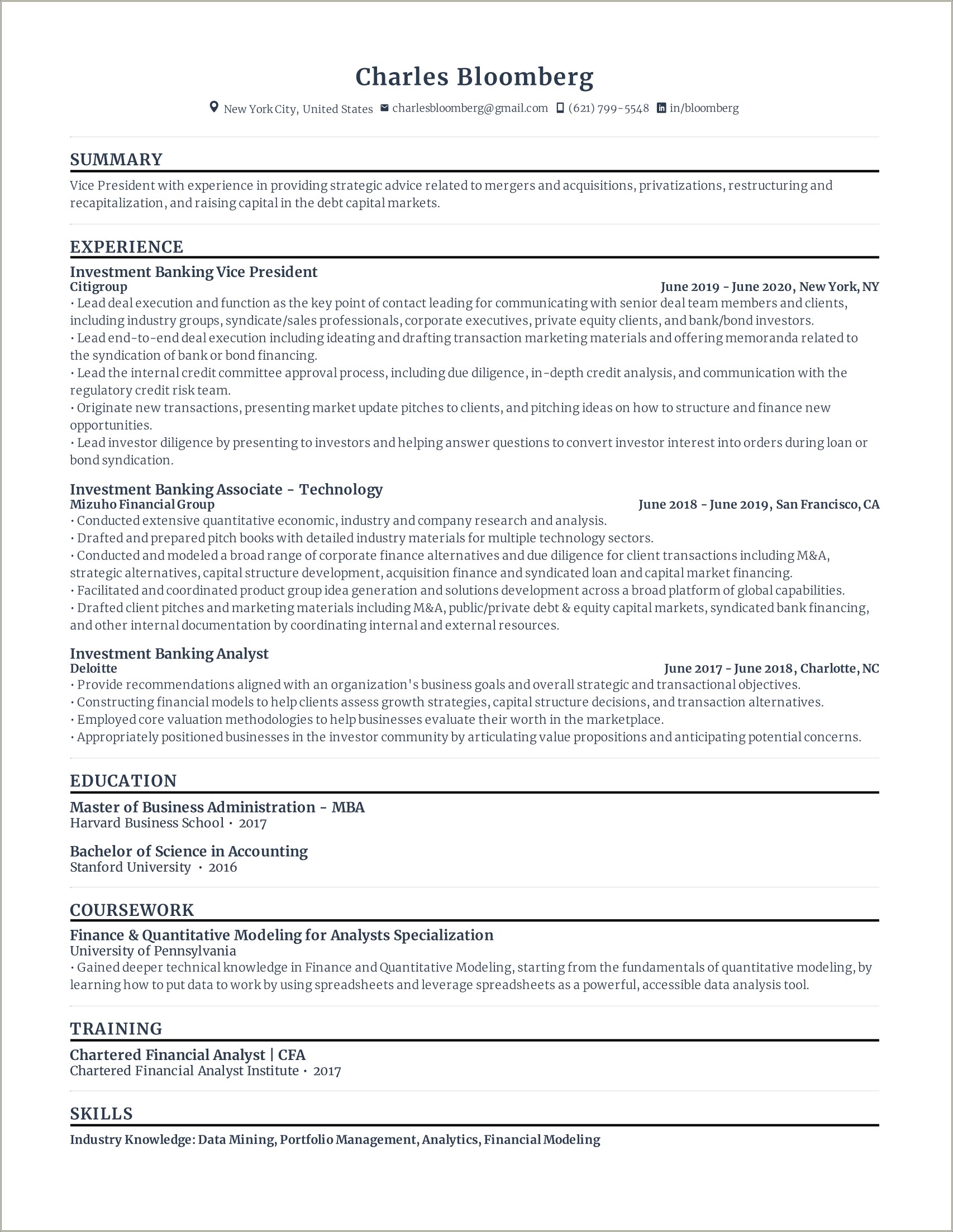 Where To Put Financial Modeling On Resume