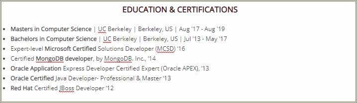 Where To Put Graduate Certificate On Resume