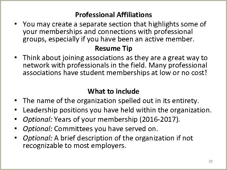 Where To Put Member Organizations On Resume