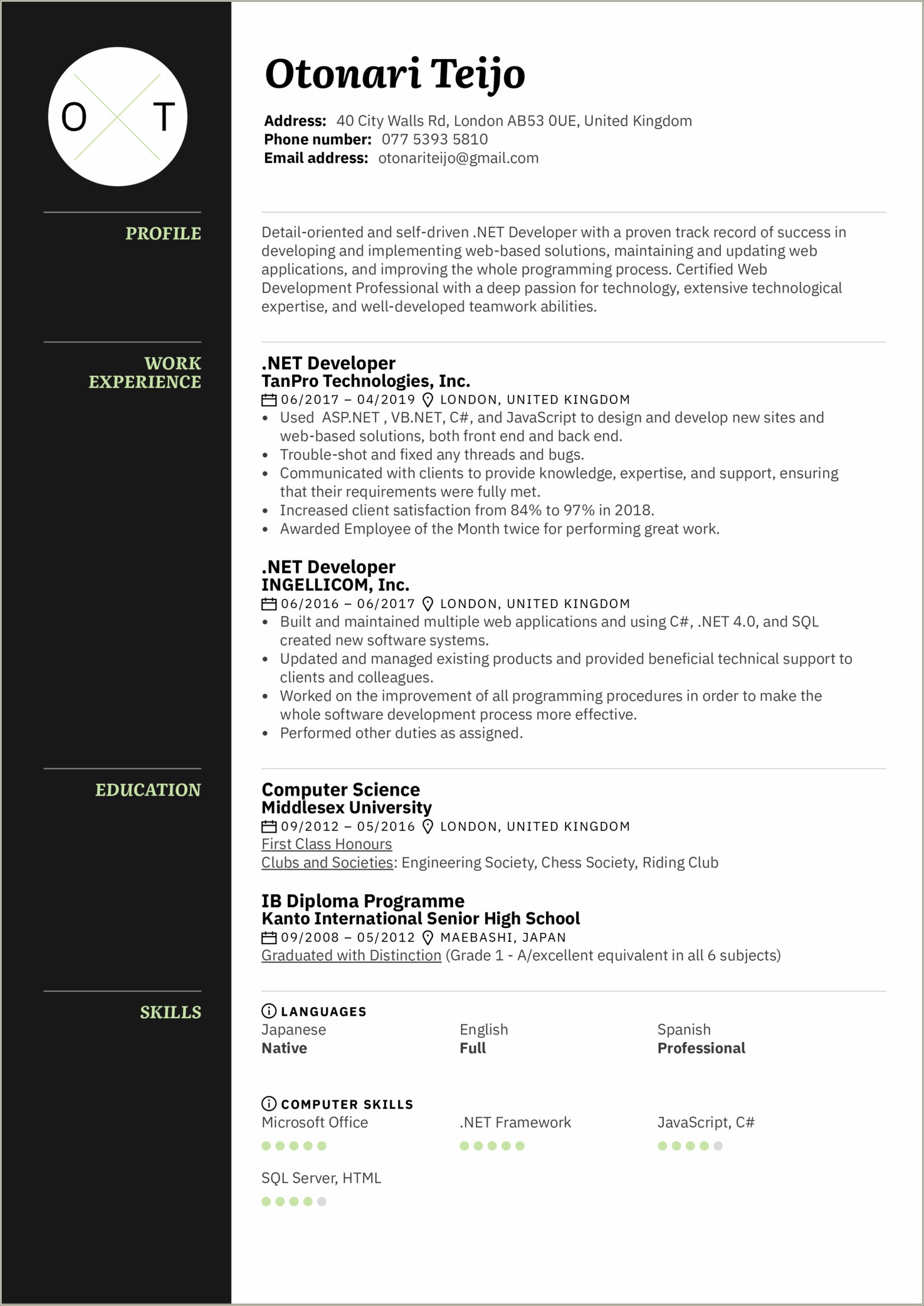 Where To Put Net In Resume
