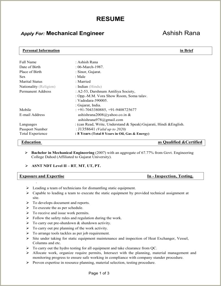 Where To Put Passport Number In Resume