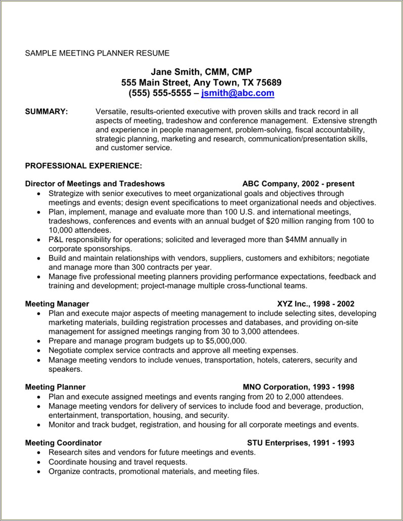 Where To Put Professional Conference On Resume