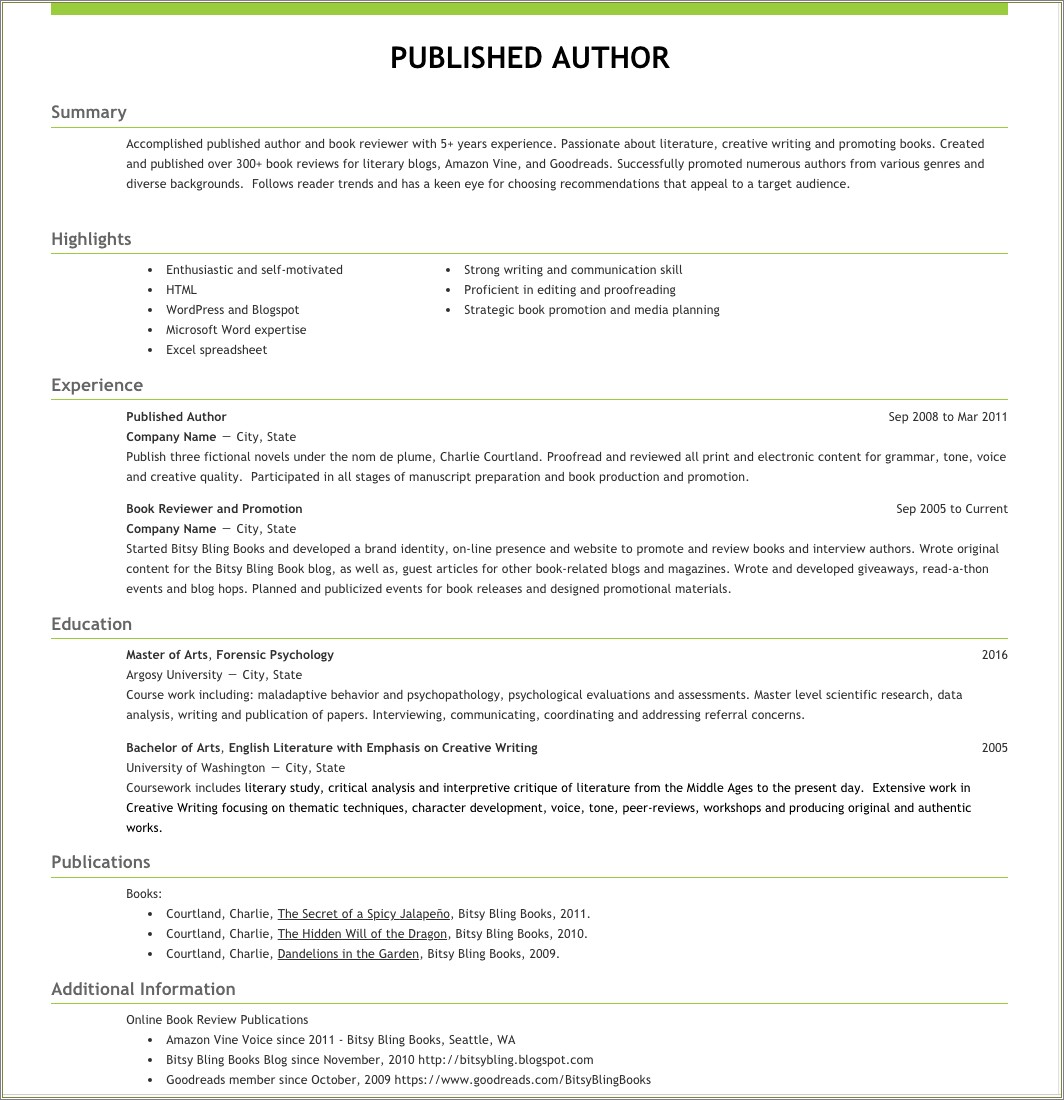 Where To Put Published Works On Resume