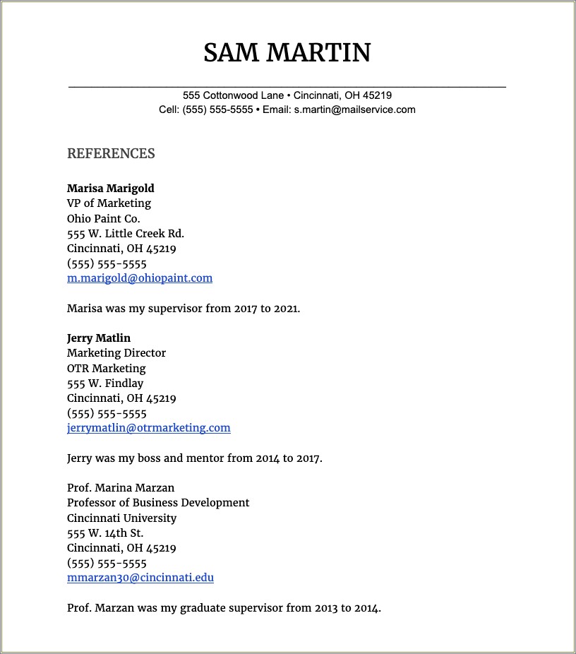 Where To Put References In Online Resumes