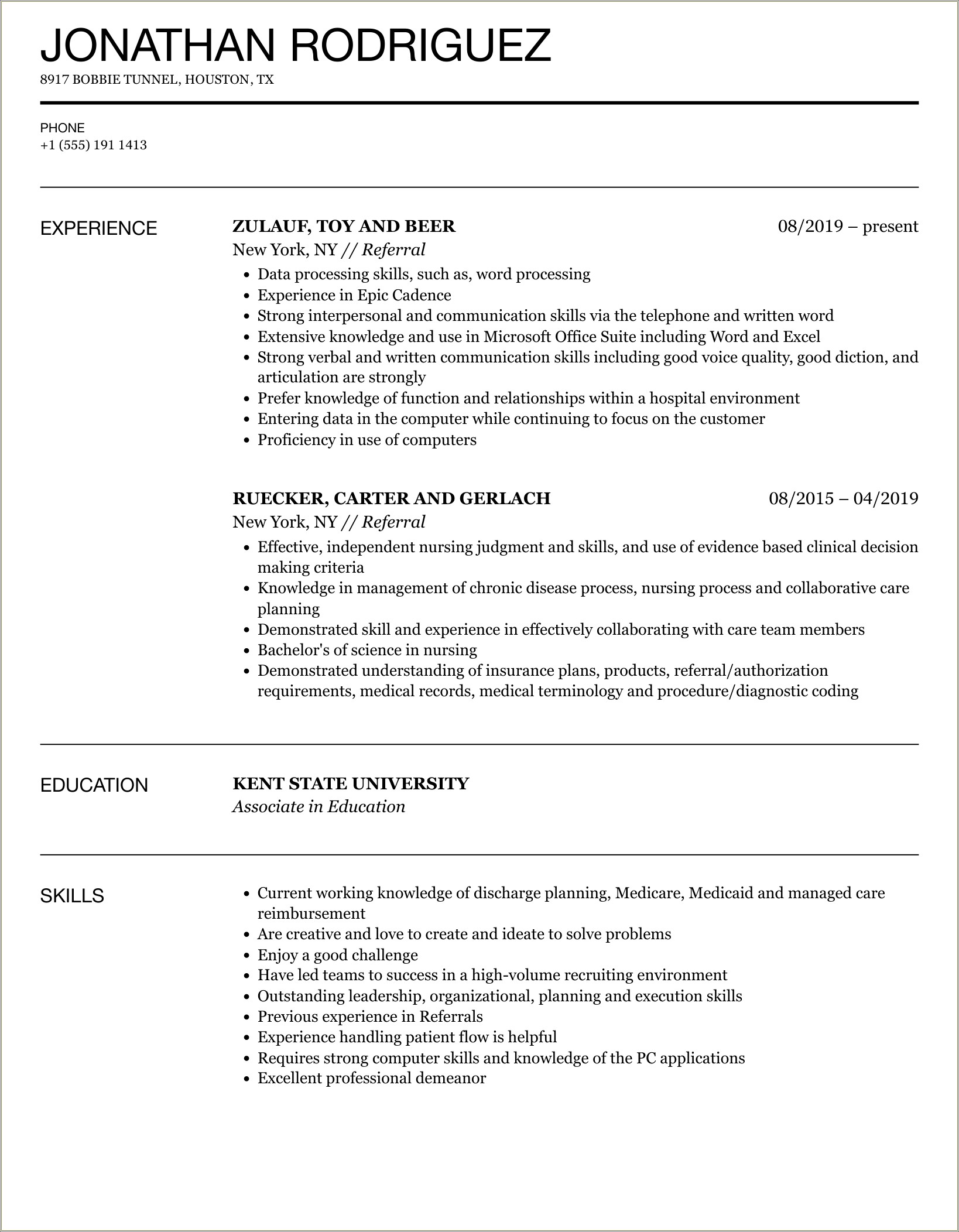 Where To Put Referral On A Resume