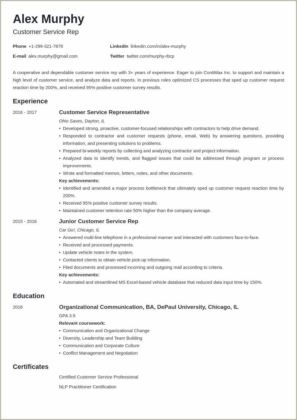 Where To Put Relevant Coursework In A Resume
