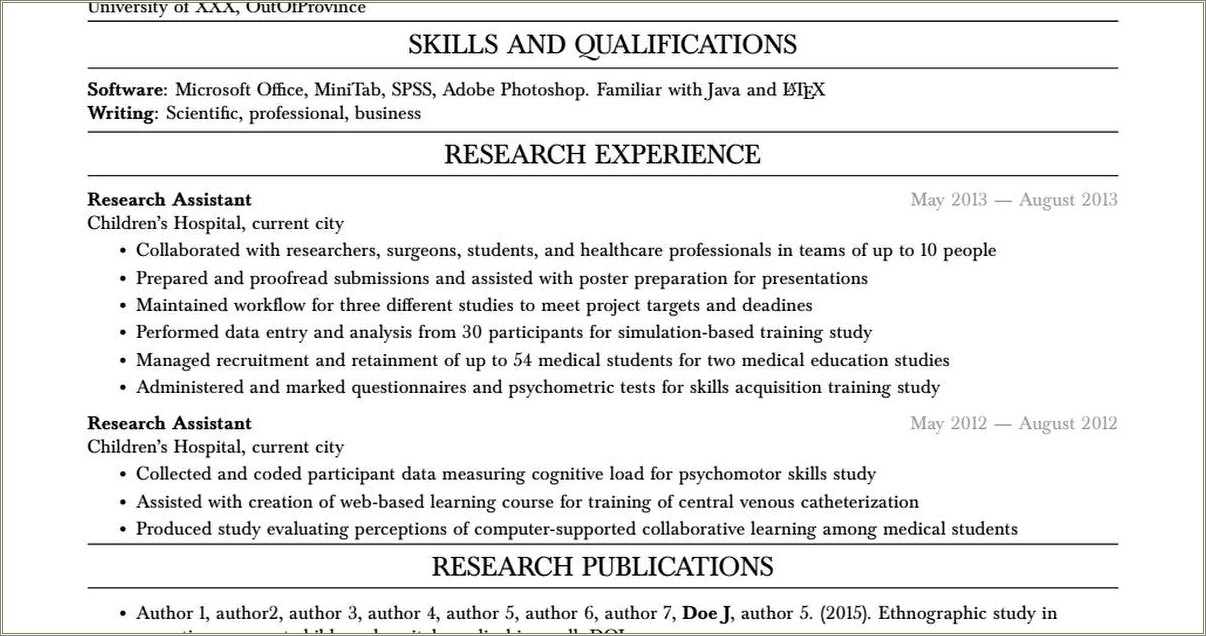 Where To Put Research Experience In Resume