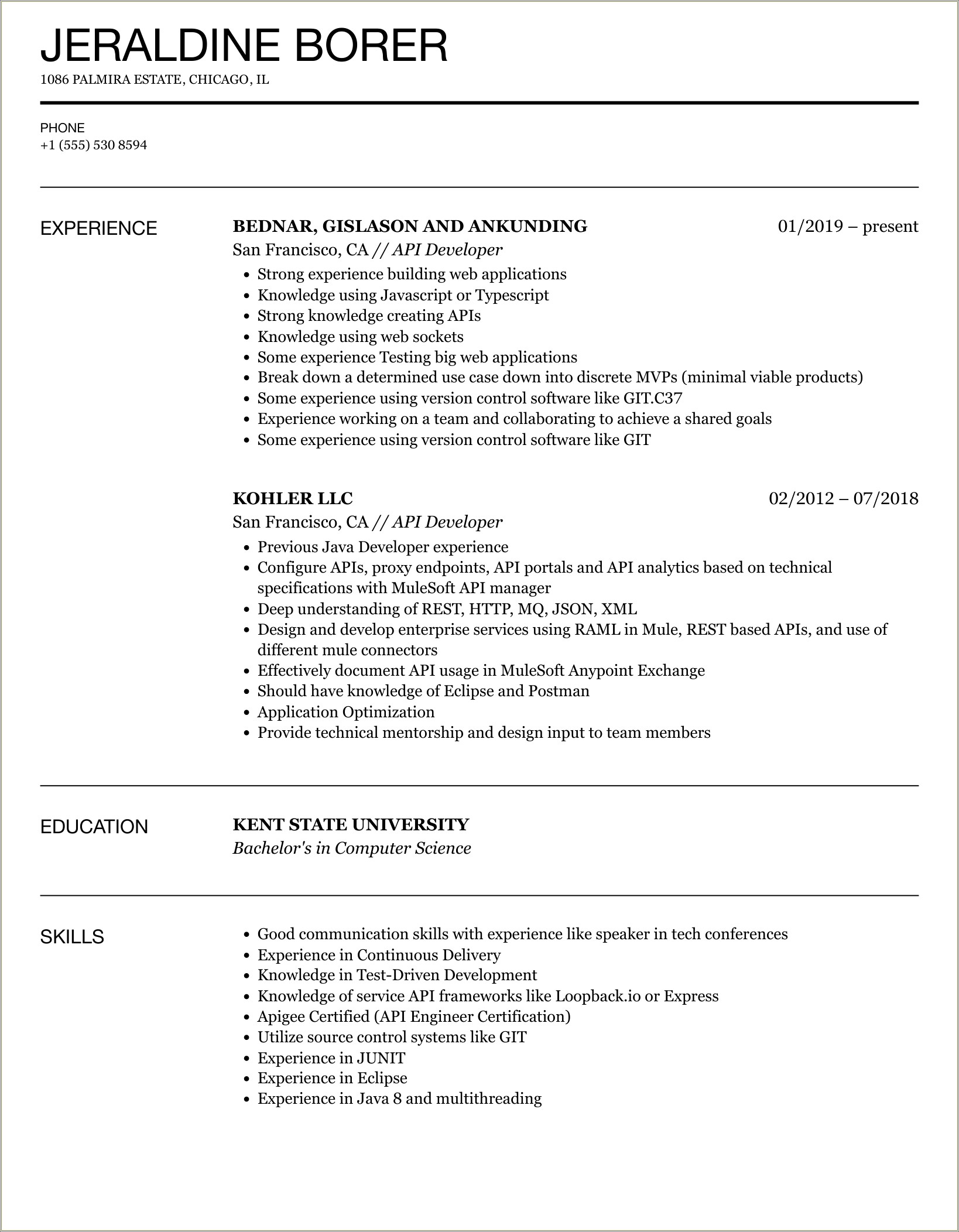Where To Put Rest In Resume