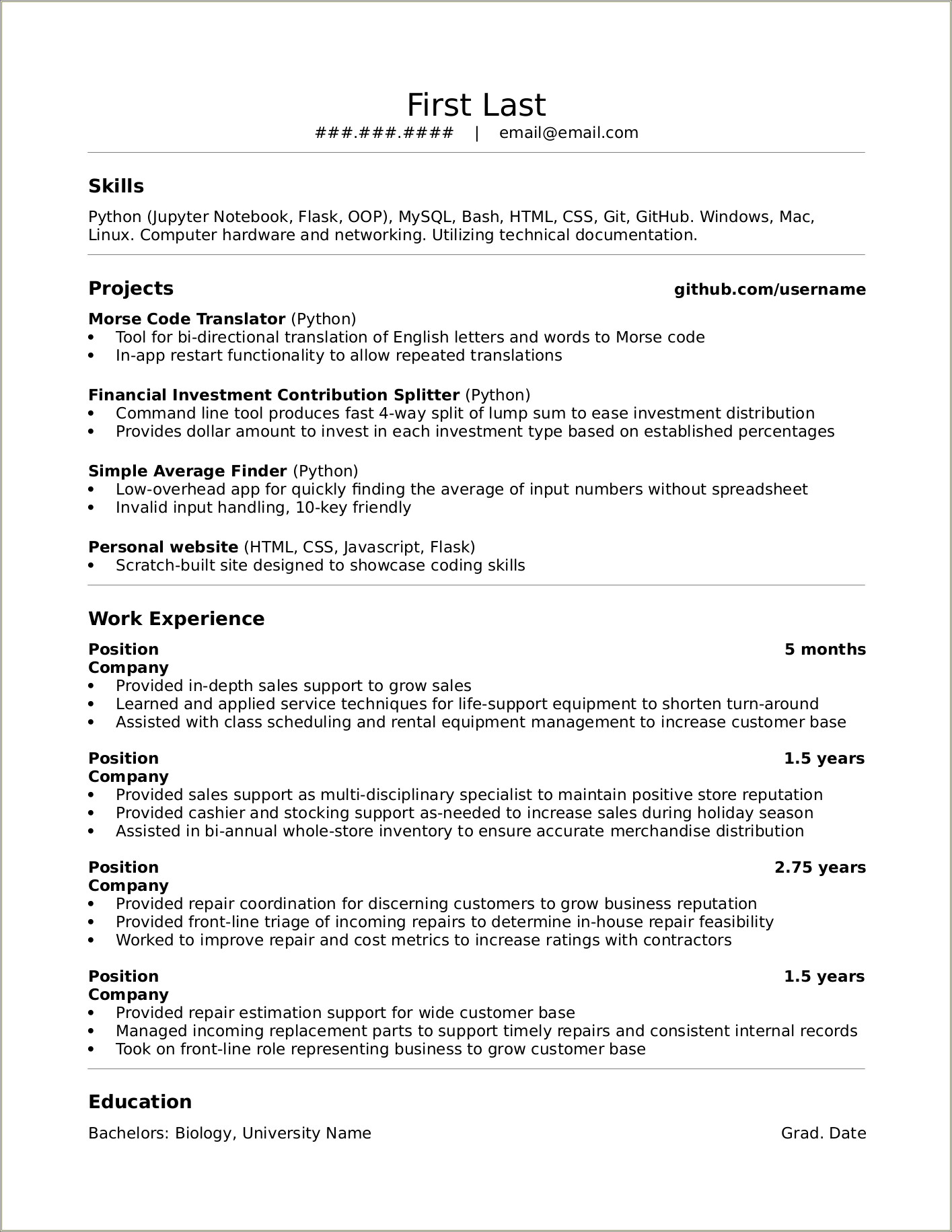 Where Would You Put Boot Camp In Resume