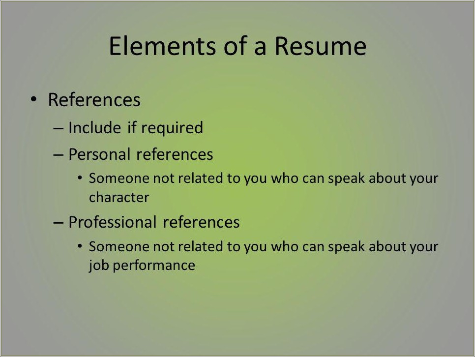 Who To Put On Personal References Resume