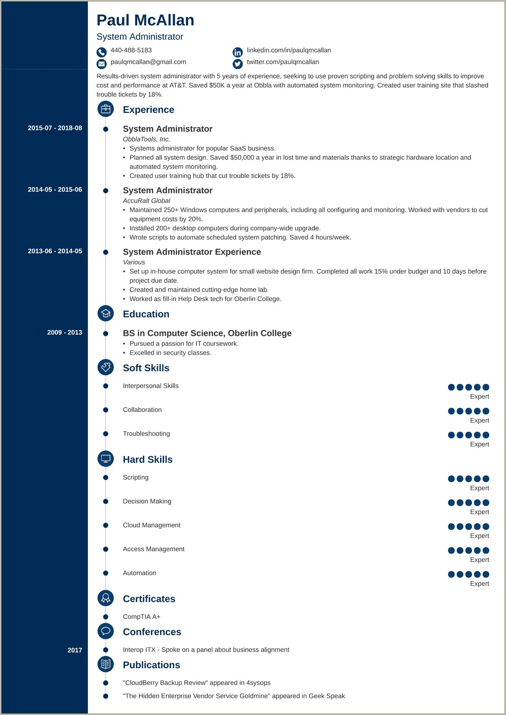 Windows System Administrator 3 Years Experience Resume
