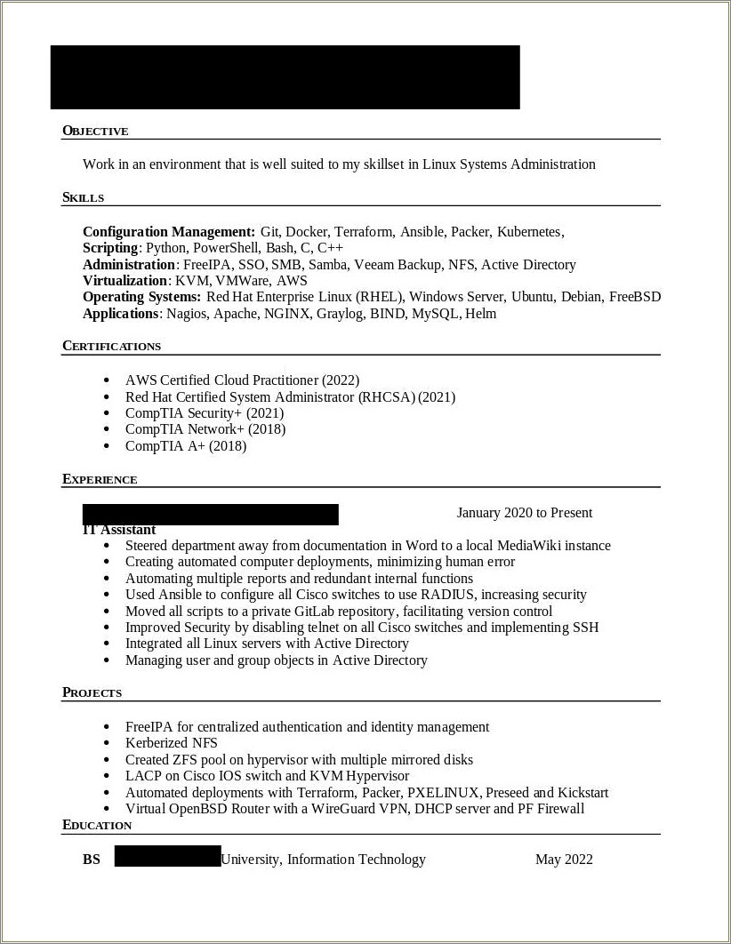 Windows System Administrator Resume 5 Years Experience
