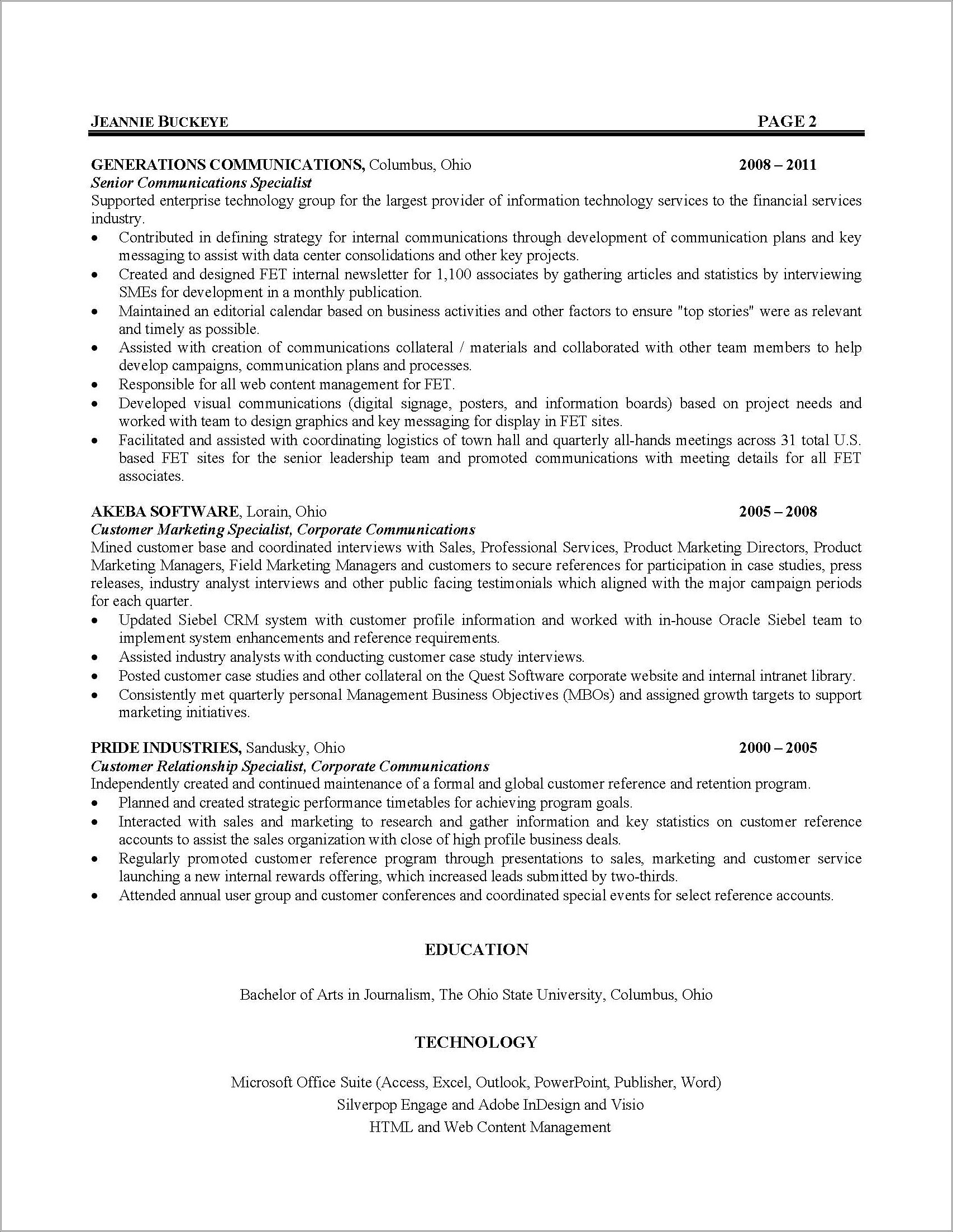 Word Chronological Resume And Cover Letter