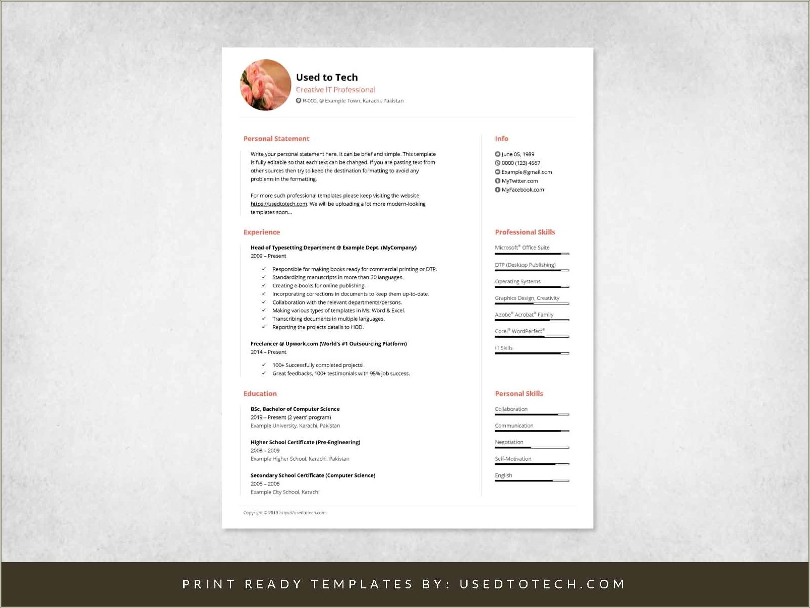 Word Document Downloadable Resume Templates 2019