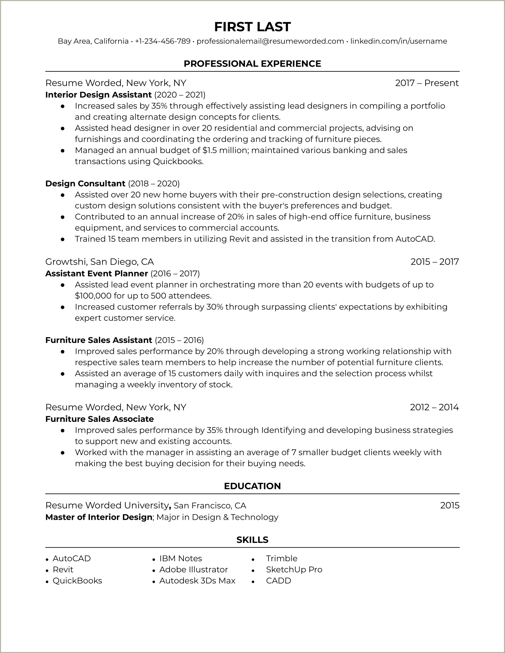 Word For Moving Furniture In Resume
