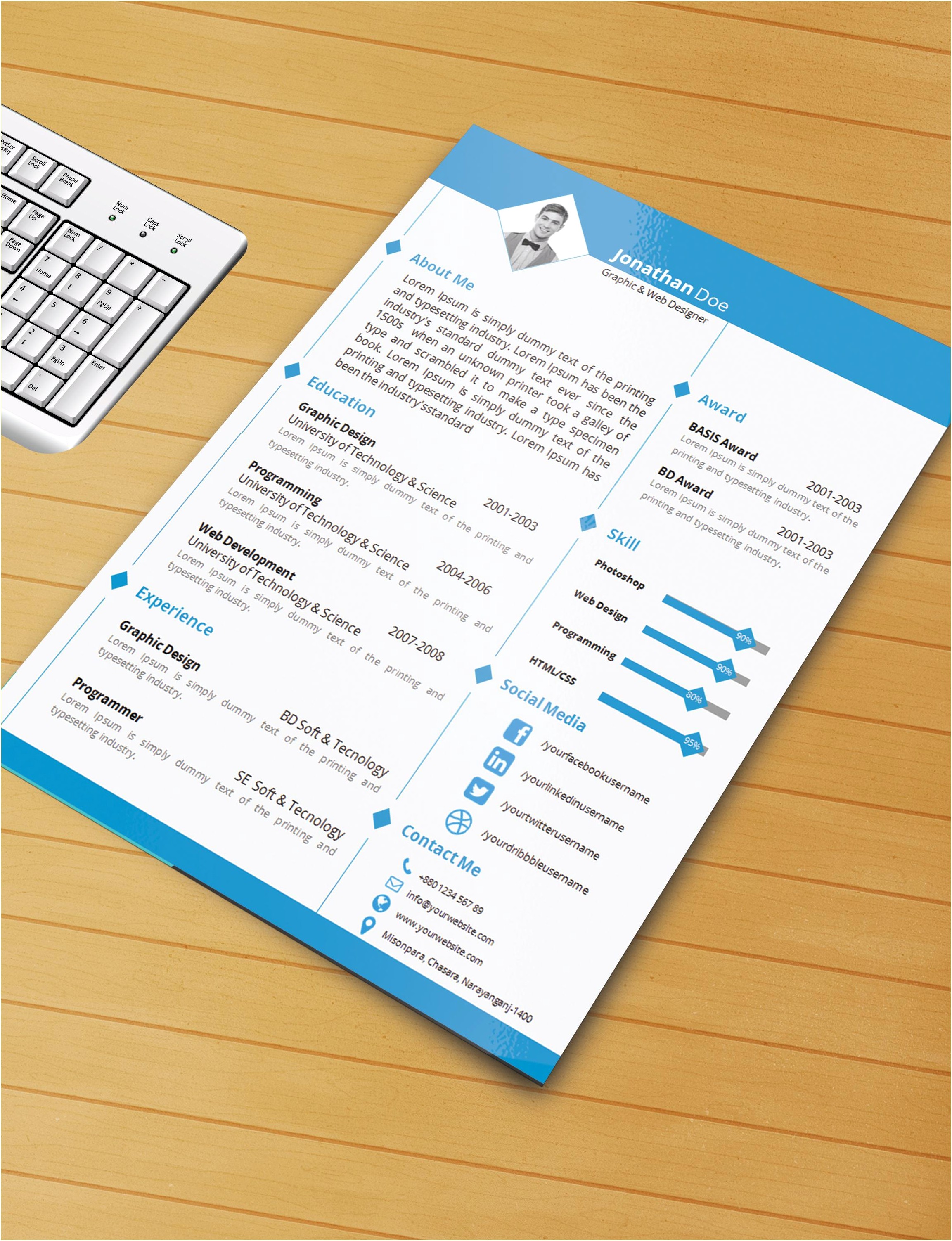 Word Resume Template With Photo Free Download