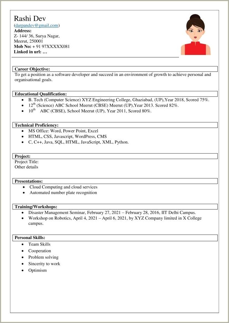 Word Resume Templates For College Students